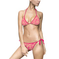 Pink Floral Lace Triangle Bikini — Women's Tie-Side Swimsuit