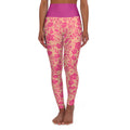 Pink Floral High-Waist Yoga Leggings — Rose Vine Pattern AOP
