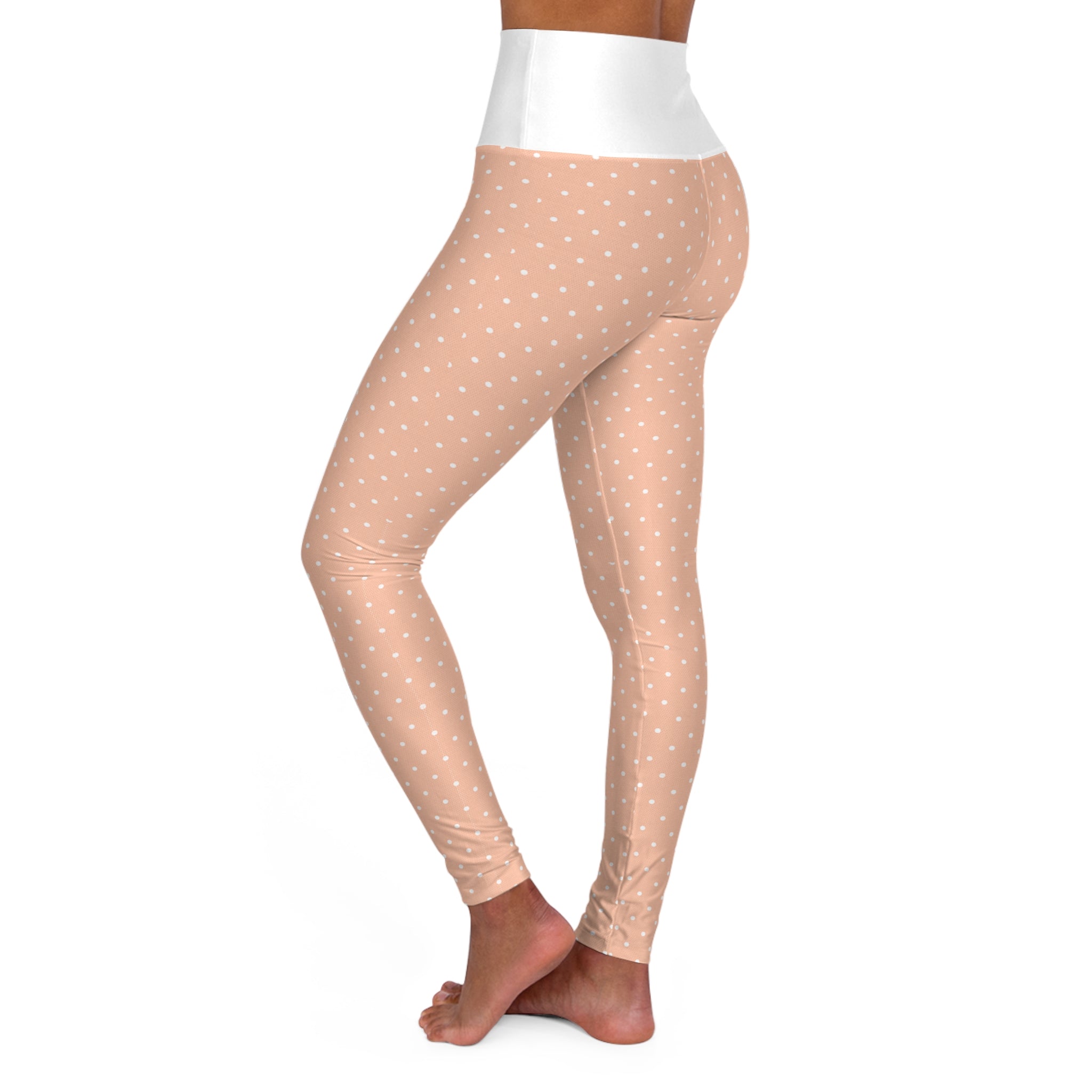 High-Waist Nude Polka Dot Yoga Leggings - Seamless Activewear