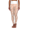 Peach Floral High-Waist Yoga Leggings — All-Over Rose Pattern