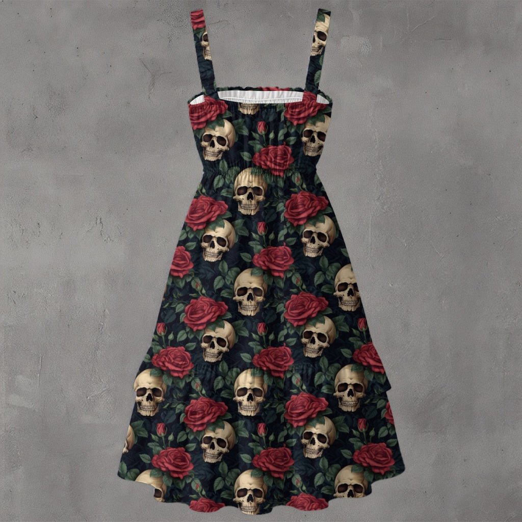Rose skulls Women‘s Ruffle Hem Dress