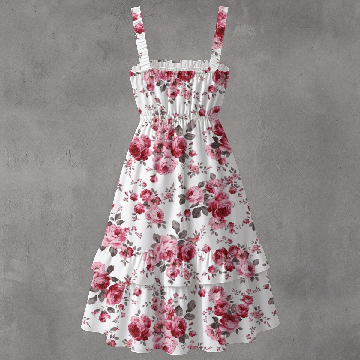 Women‘s Ruffle Hem Dress pink rose