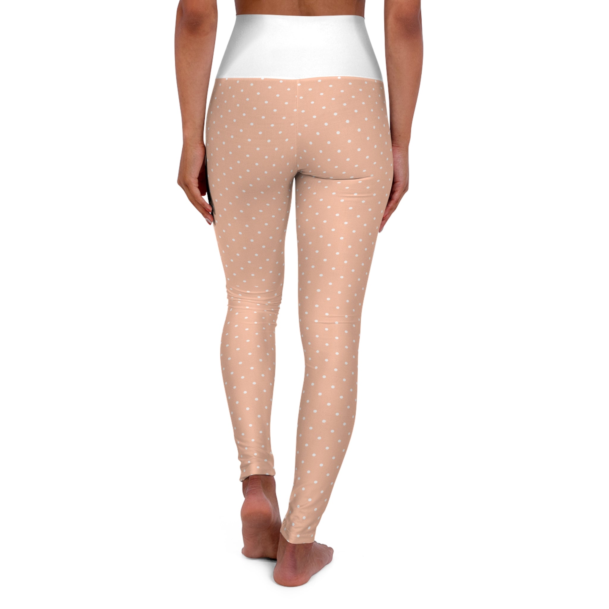 High-Waist Nude Polka Dot Yoga Leggings - Seamless Activewear
