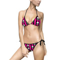 Skull Stripe Bikini — Pink & Black Triangle Swimsuit