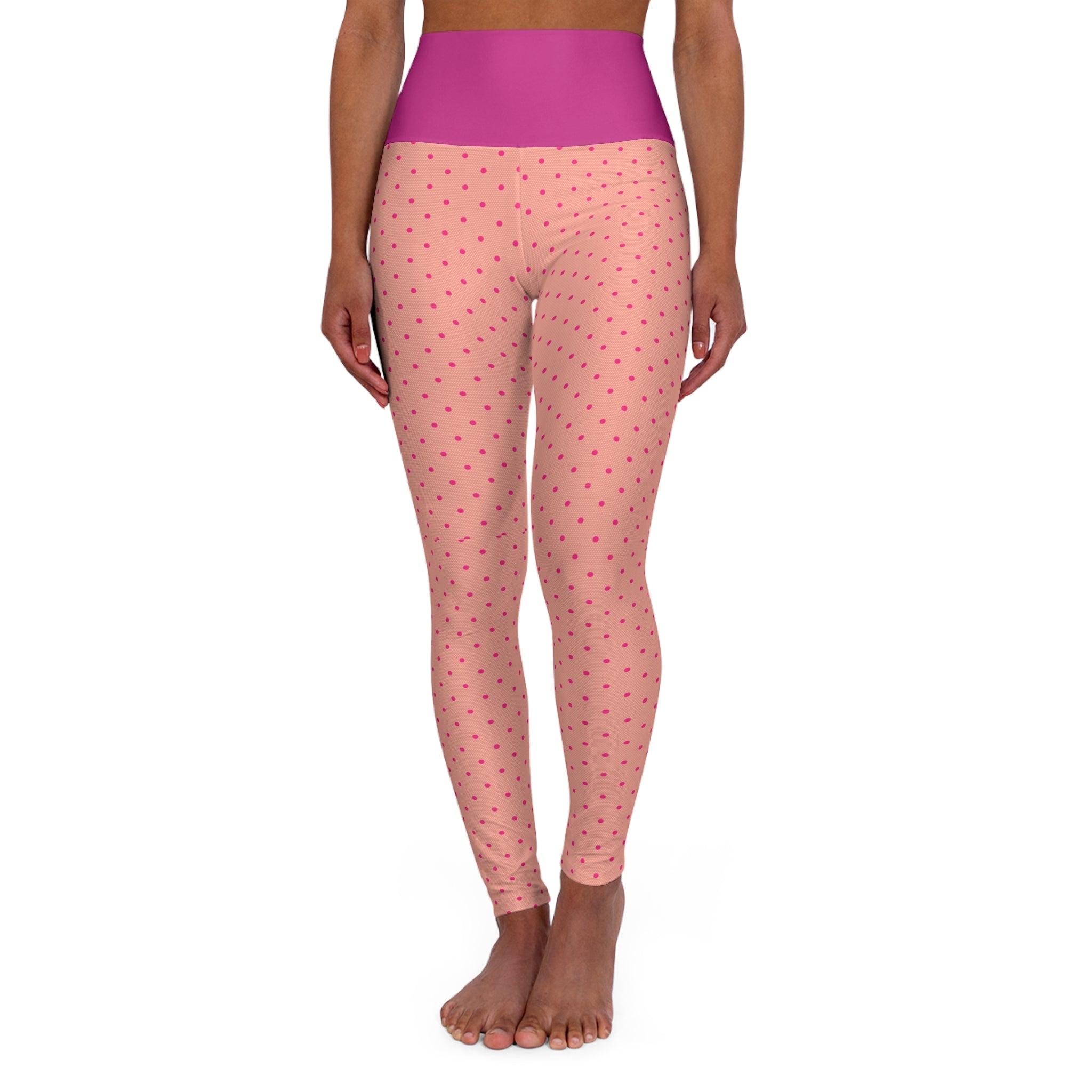 Pink Heart Polka High-Waisted Yoga Leggings — Cute Fitness & Lounge Leggings