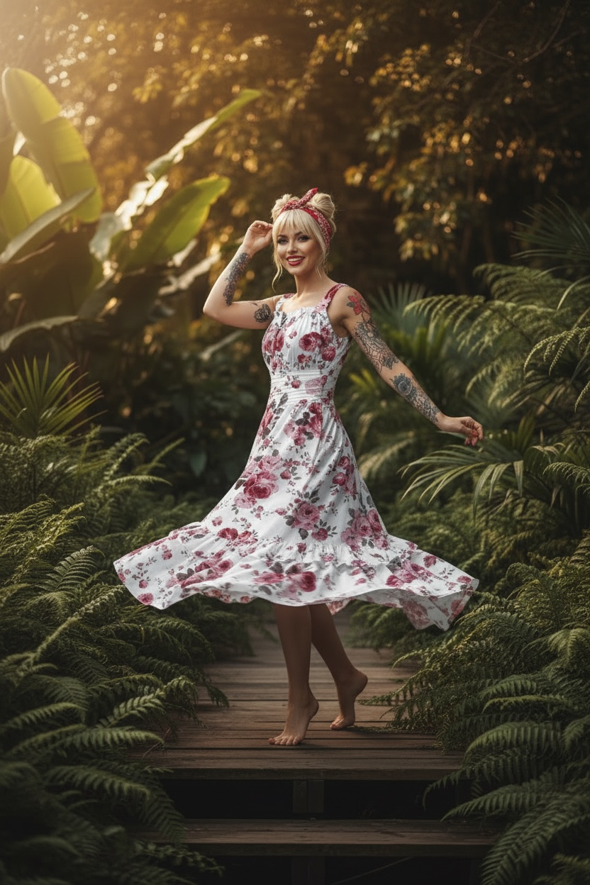 Women‘s Ruffle Hem Dress pink rose