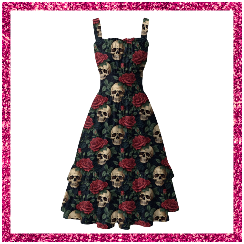 Rose skulls Women‘s Ruffle Hem Dress