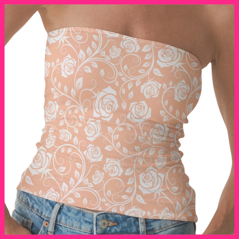 Women's Double-Layer Strapless Top white rose lace