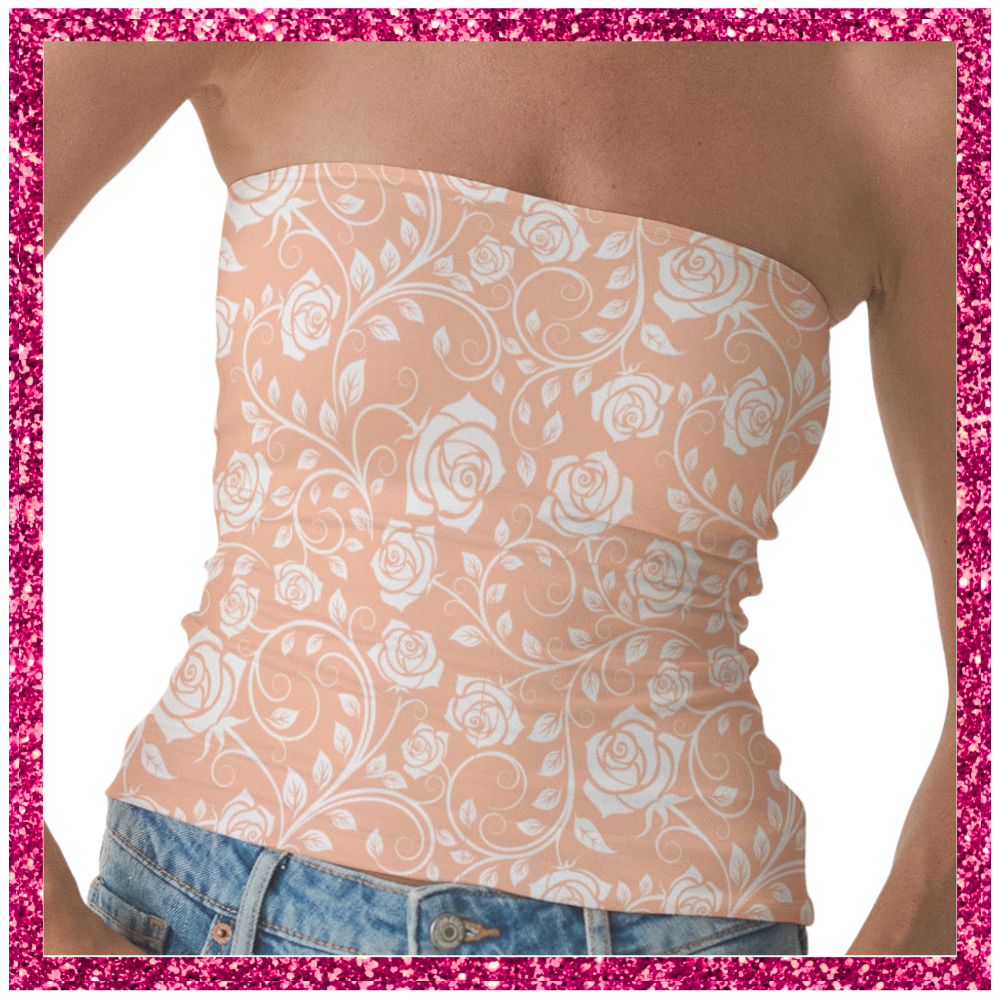 Women's Double-Layer Strapless Top white rose lace