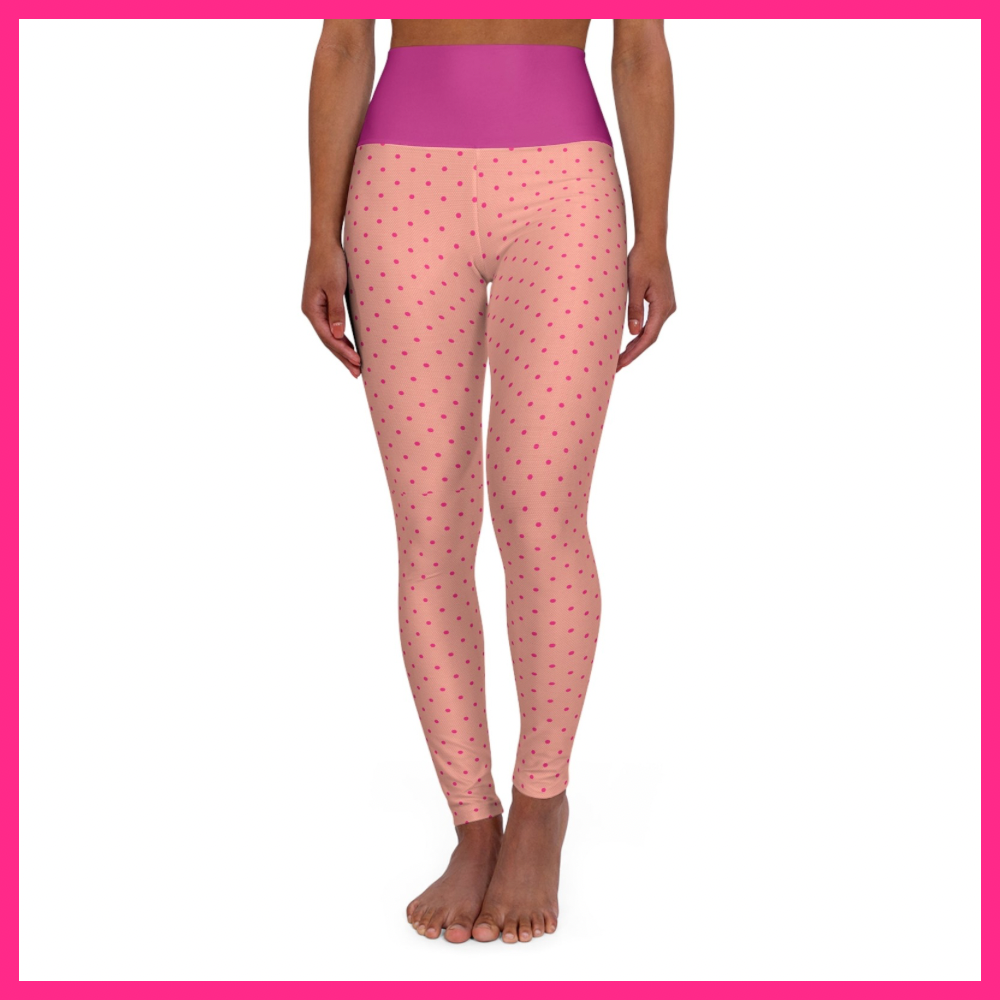 Pink Heart Polka High-Waisted Yoga Leggings — Cute Fitness & Lounge Leggings
