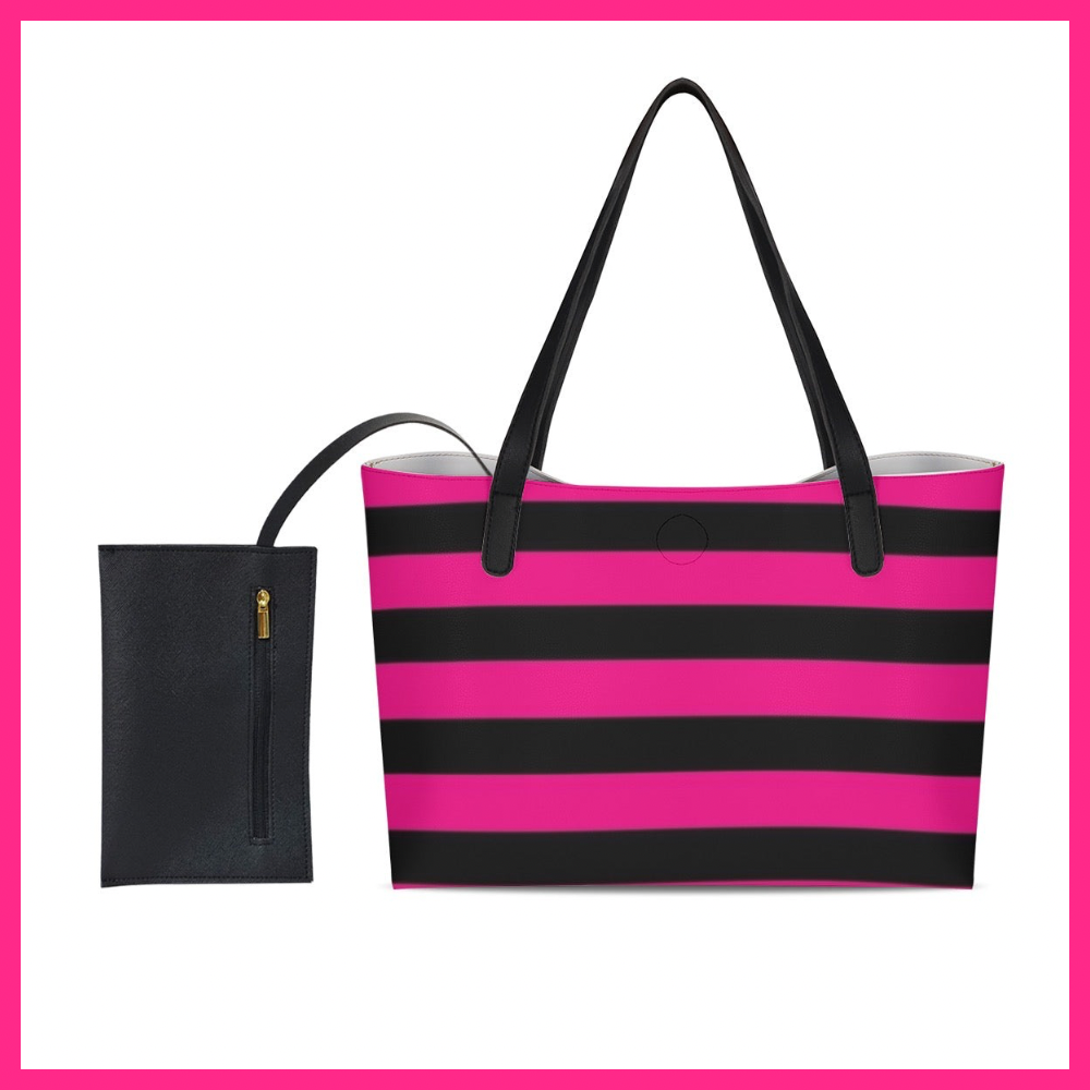 Shopping Tote Bag With Black Mini Purse