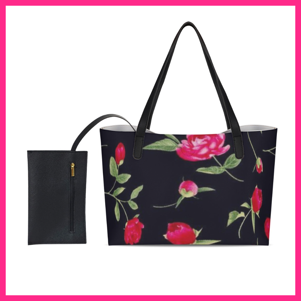 Shopping Tote Bag With Black Mini Purse