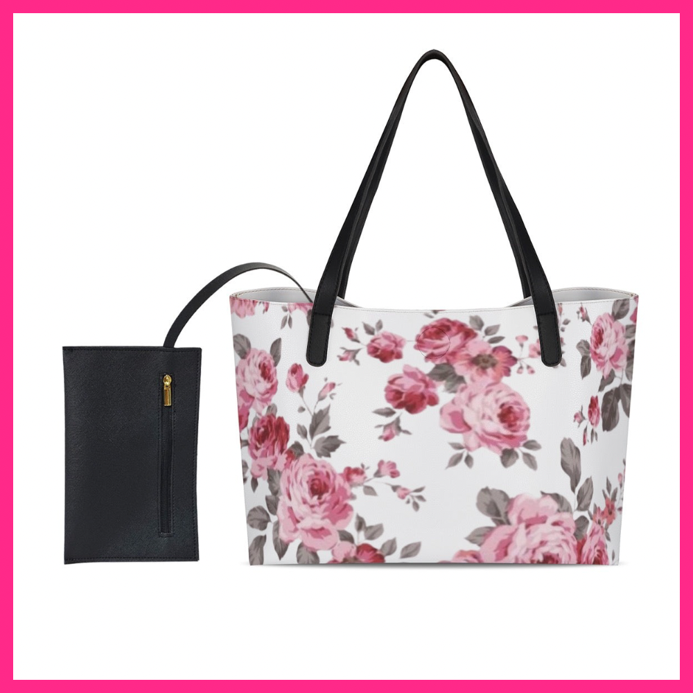 Shopping Tote Bag With Black Mini Purse