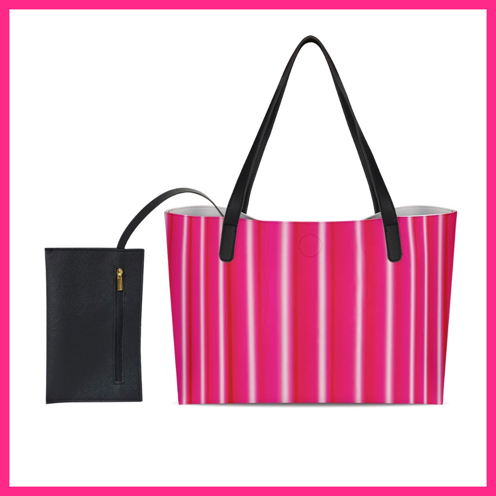 Shopping Tote Bag With Black Mini Purse