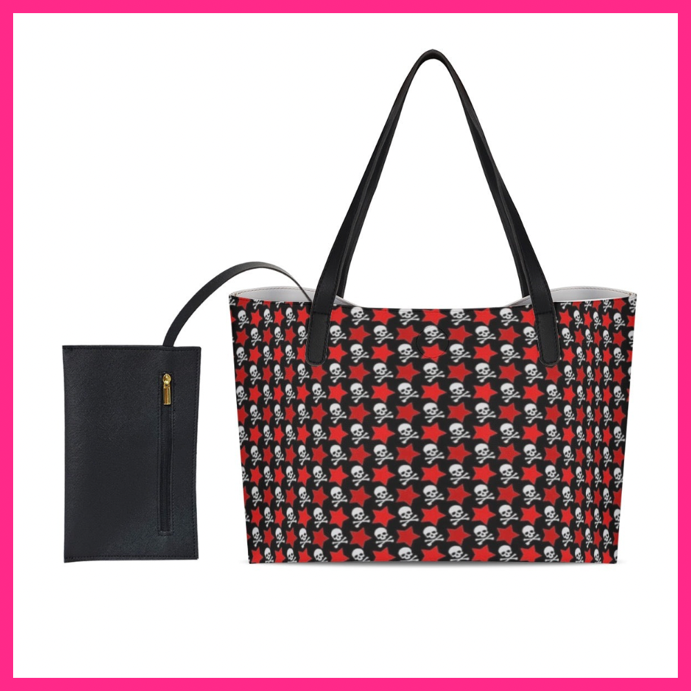 Shopping Tote Bag With Black Mini Purse